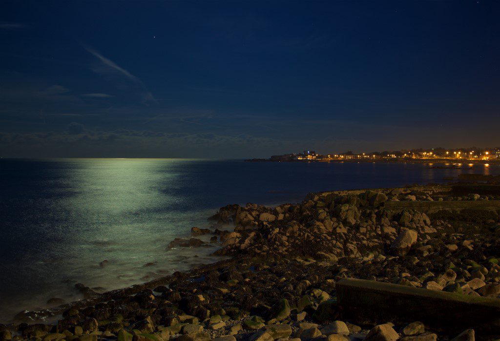 Night Sky Sea View Lights Free Stock HD Photo