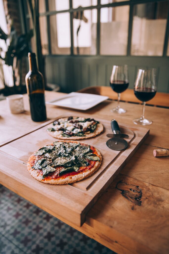 Pizza Wine Dinner Free Stock HD Photo