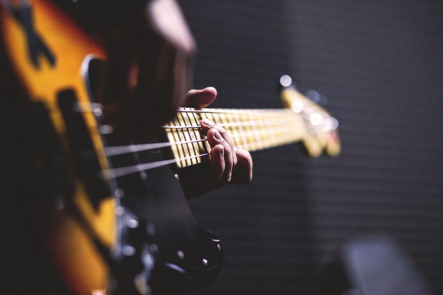 Playing Electric Bass Guitar Free Stock HD Photo