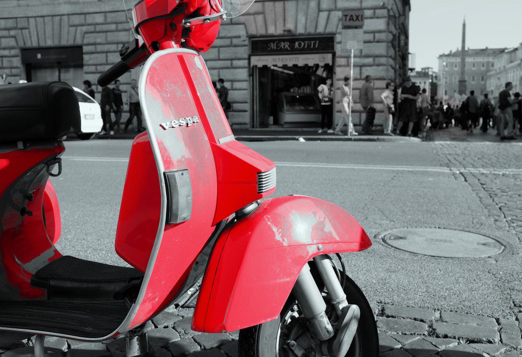 Red Vespa in Rome Free Stock HD Photo