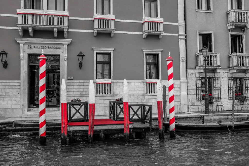 Red White Dock Venice Free Stock HD Photo