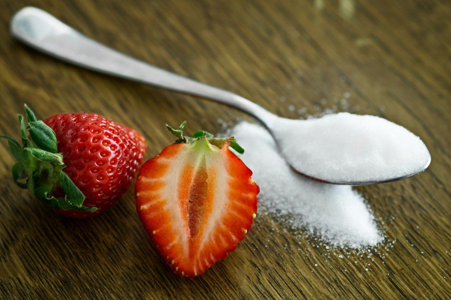 Strawberries Spoon Sugar Free Stock HD Photo