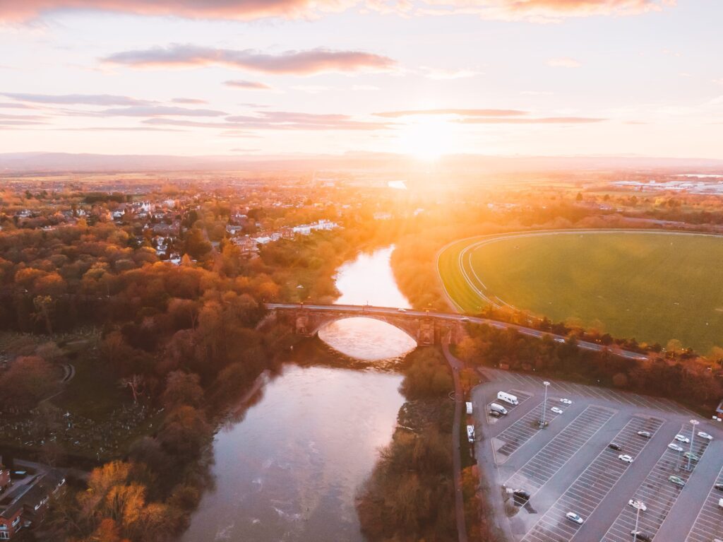 Sunset River Aerial Free Stock HD Photo