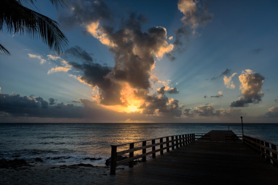 Tropical Pier Sunset Free Stock HD Photo