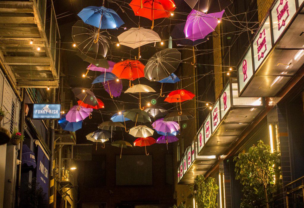 Umbrellas Floating In The Sky Free Stock HD Photo