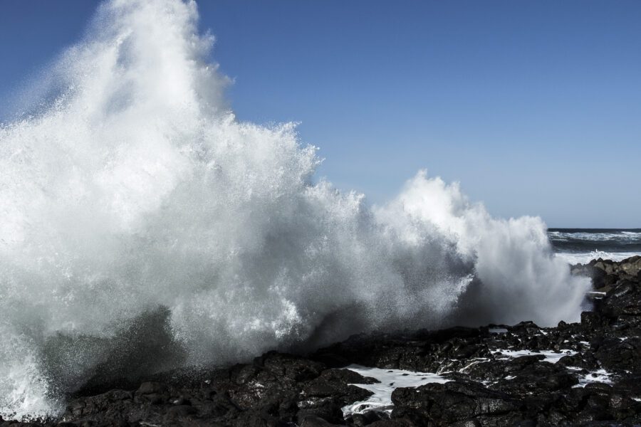 Waves Crashing Rocks Free Stock HD Photo