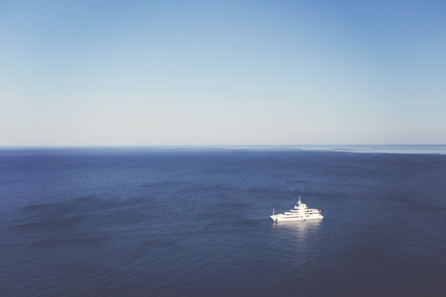 White Yacht in Ocean Free Stock HD Photo