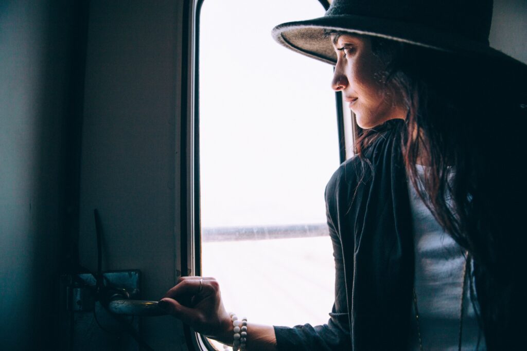 Woman Looking Window Free Stock HD Photo