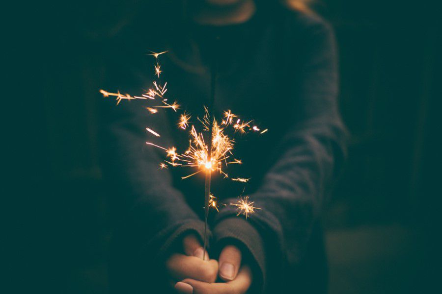 Sparkler at Night Free Stock HD Photo