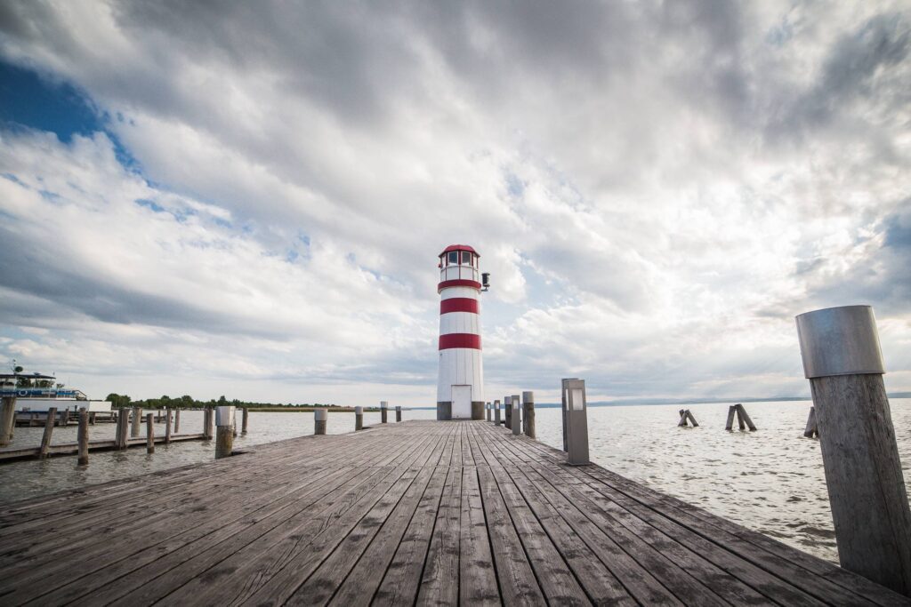 Pier with a Beautiful Lighthouse Free Photo