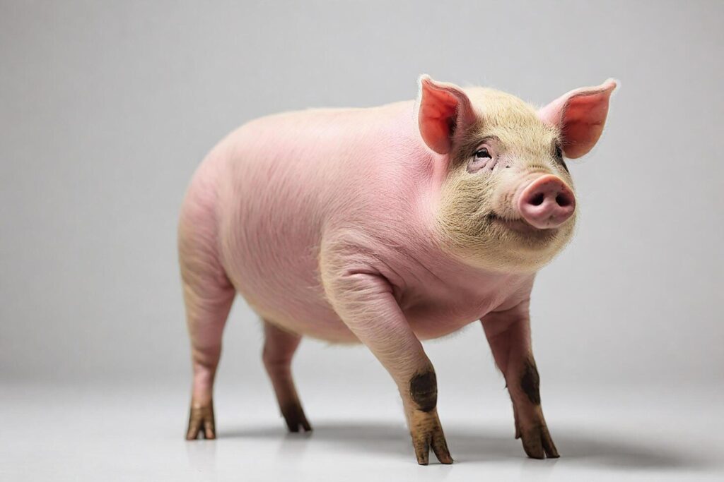 pig on grey background Stock Free