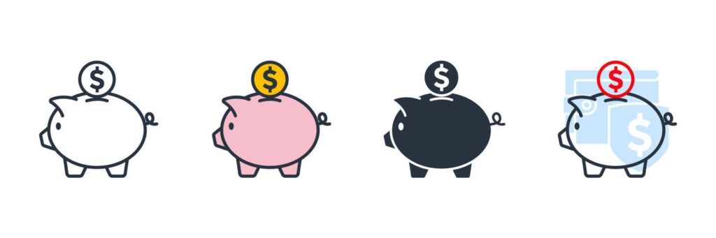 piggy bank icon logo vector illustration. Money saving symbol template for graphic and web design collection Stock Free