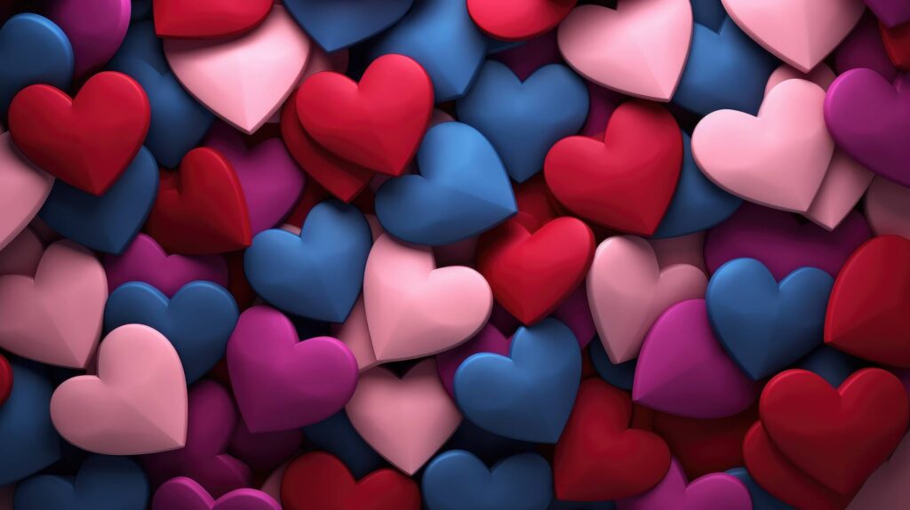 Pile of Colorful 3D Hearts Stock Free