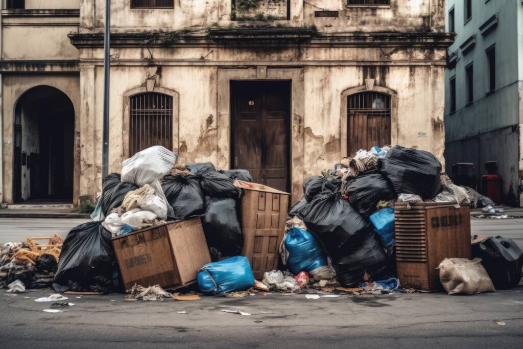 Pile of Garbage in the Middle of the City Stock Free