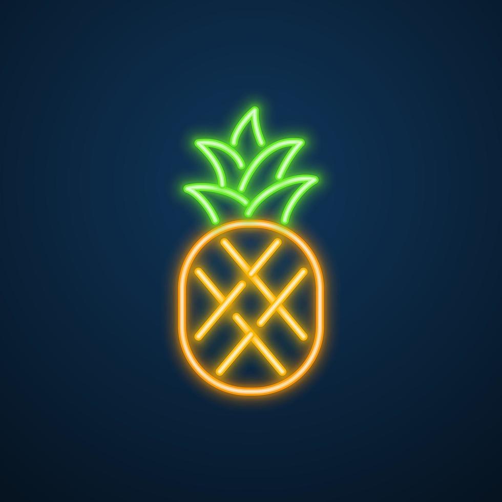 pineapple fruit icon neon sign vector Stock Free