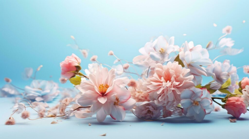 Pink and blue flowers Stock Free