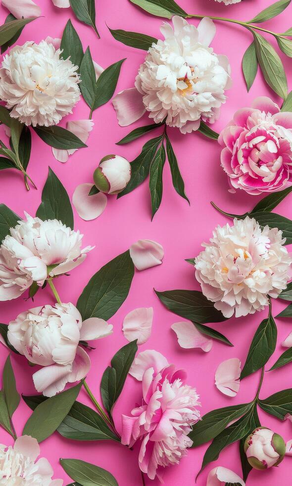 Pink and White Flowers on a Pink Background Stock Free