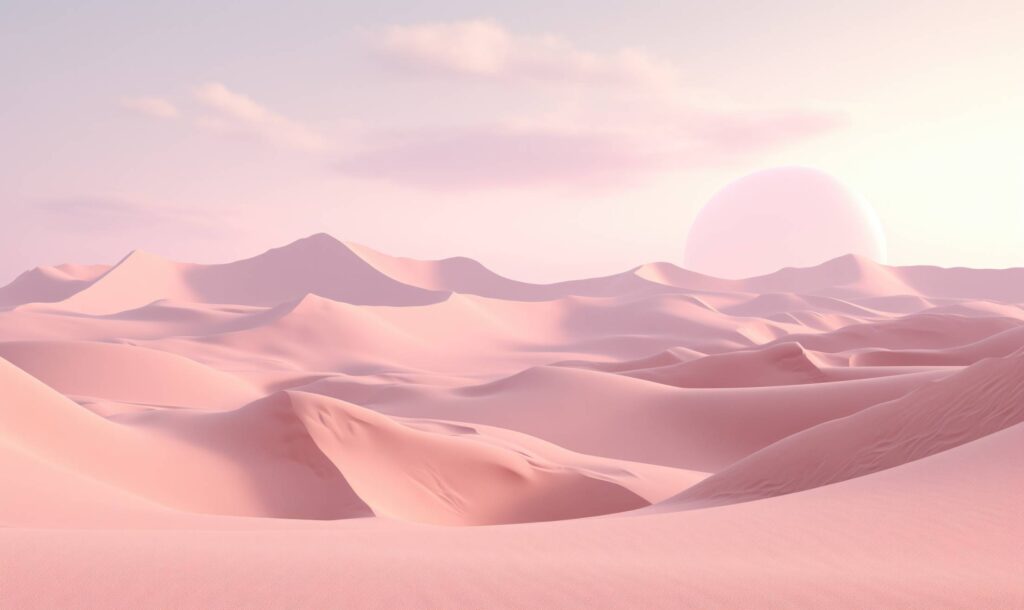 Pink Dunes Aesthetic Surreal Scenery with Big Moon Stock Free