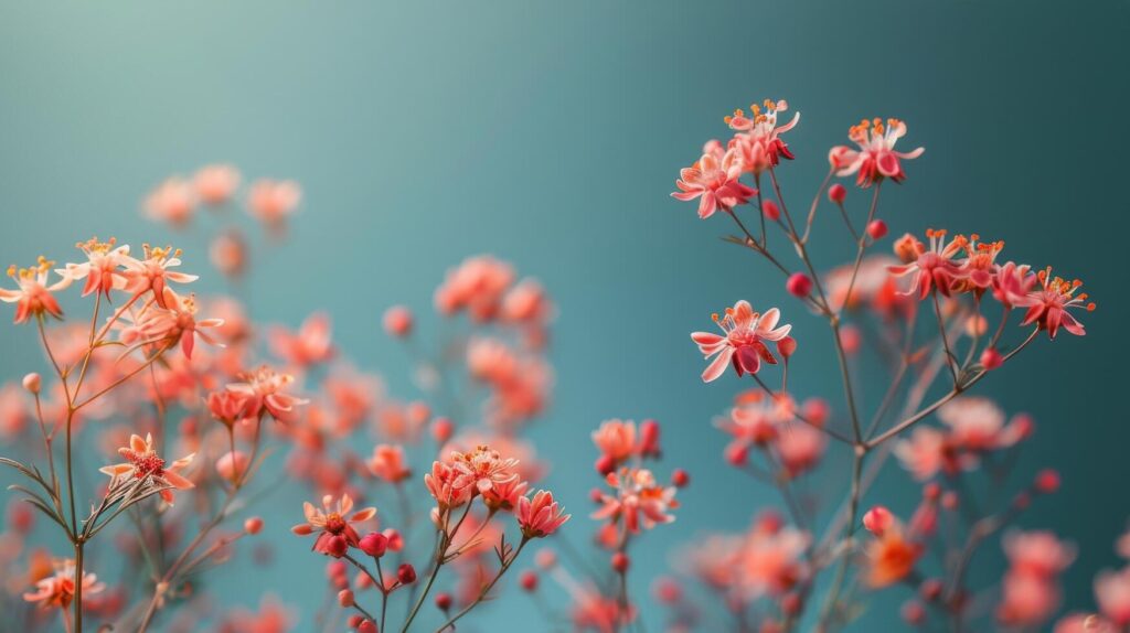 Pink Flowers on Blue Background Stock Free