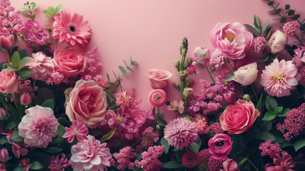 Pink Flowers on Pink Background Stock Free