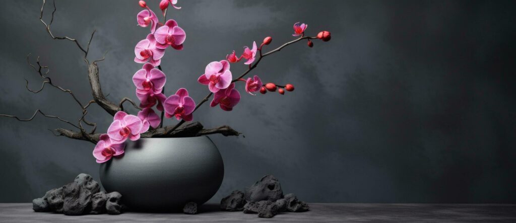 
									Pink orchid flowers on dark background Free Photo