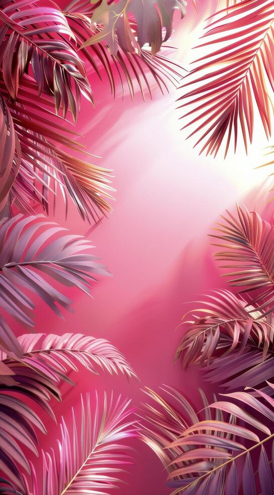 Pink Palm Leaf Shadows on a Pink Background Stock Free