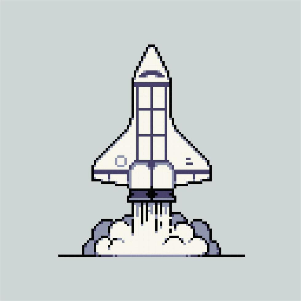 Pixel art illustration Space Rocket. Pixelated Rocket. Space Rocket Plane pixelated for the pixel art game and icon for website and video game. old school retro. Stock Free