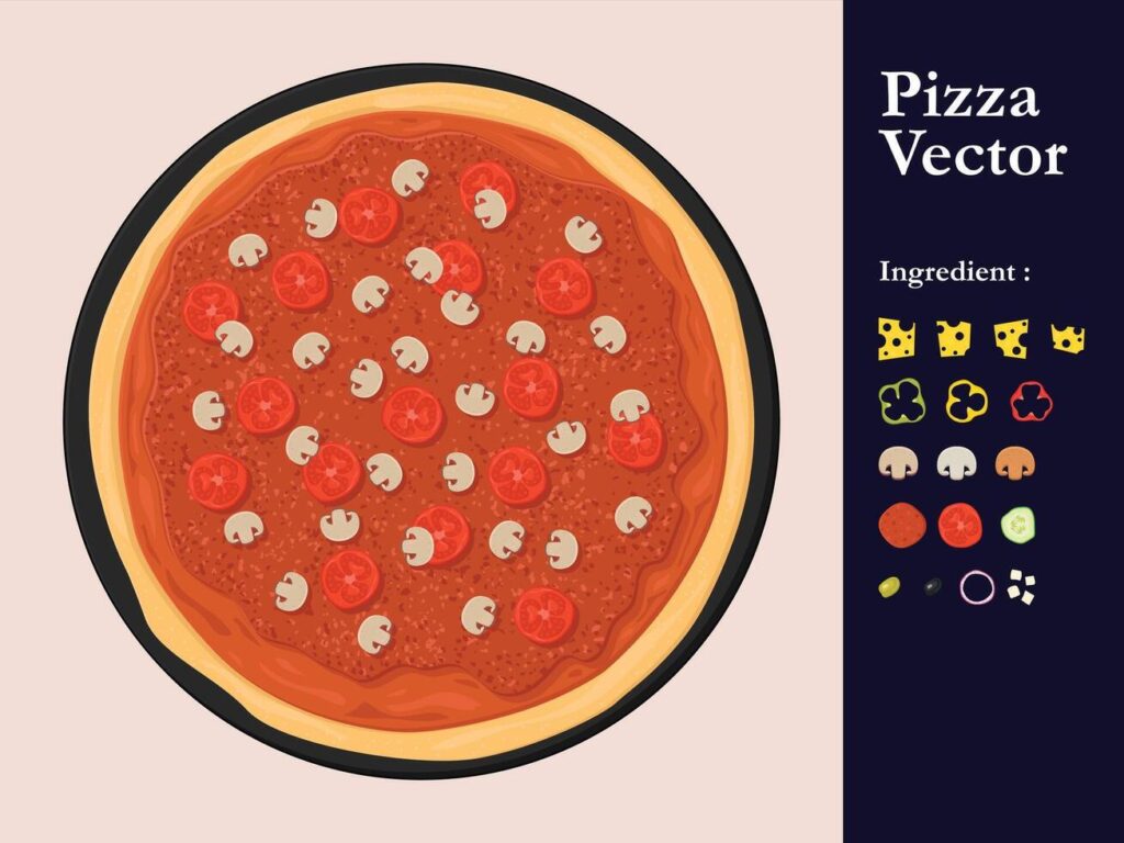 pizza icon restaurant menu element cafe pepperoni cartoon illustration abstract sauce food Stock Free