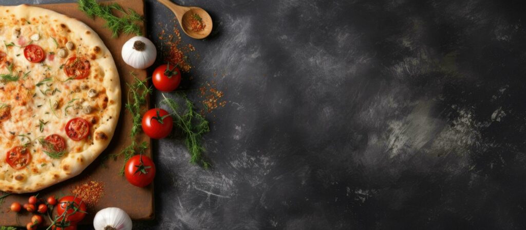 pizza or bread cutting board for homemade baking on a table. It’s a food recipe concept with a Stock Free