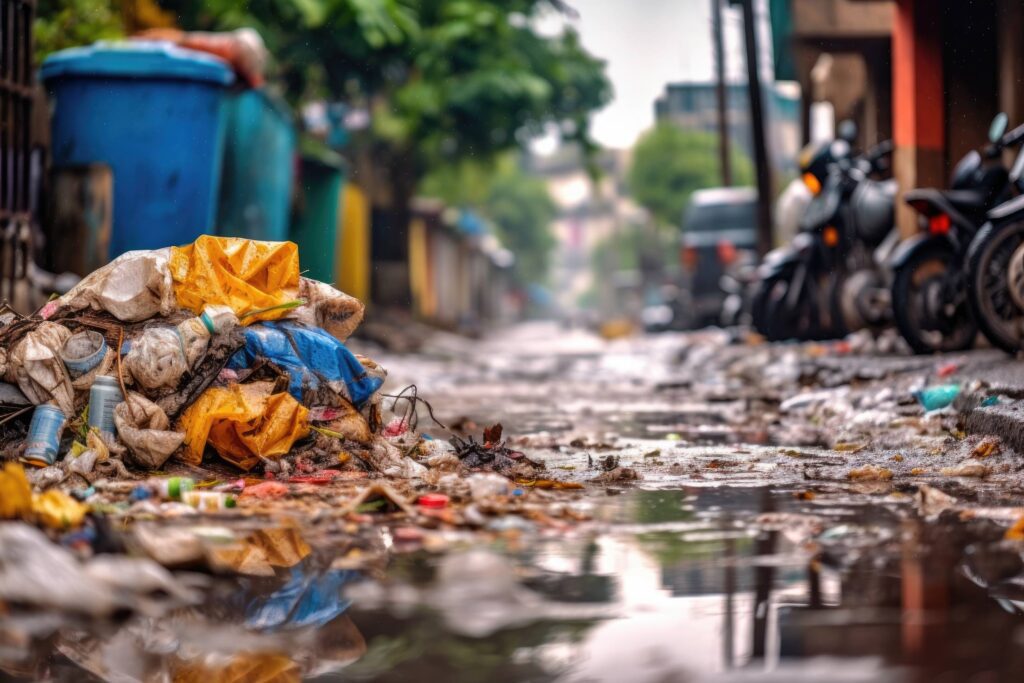 Plastic Garbage Rubbish Dumped on a Street Stock Free