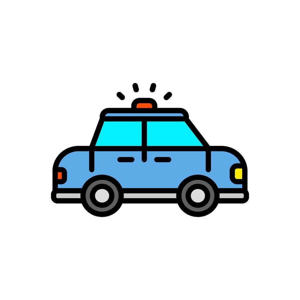 police car, colored line icon, isolated background Stock Free