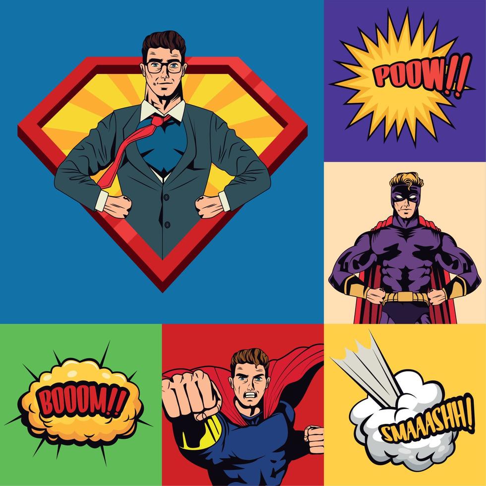 pop art style six icons Stock Free