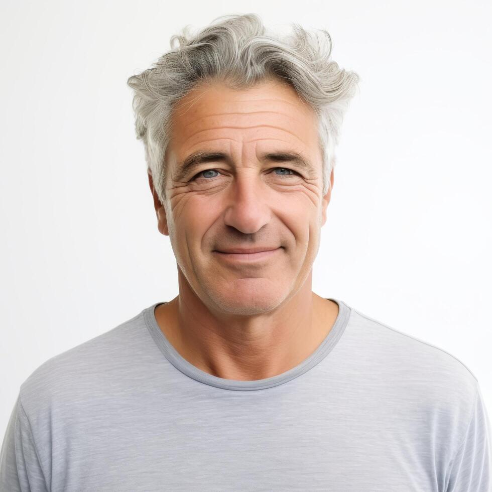 Portrait of a smiling mature man with grey hair for lifestyle and healthcare industry Stock Free