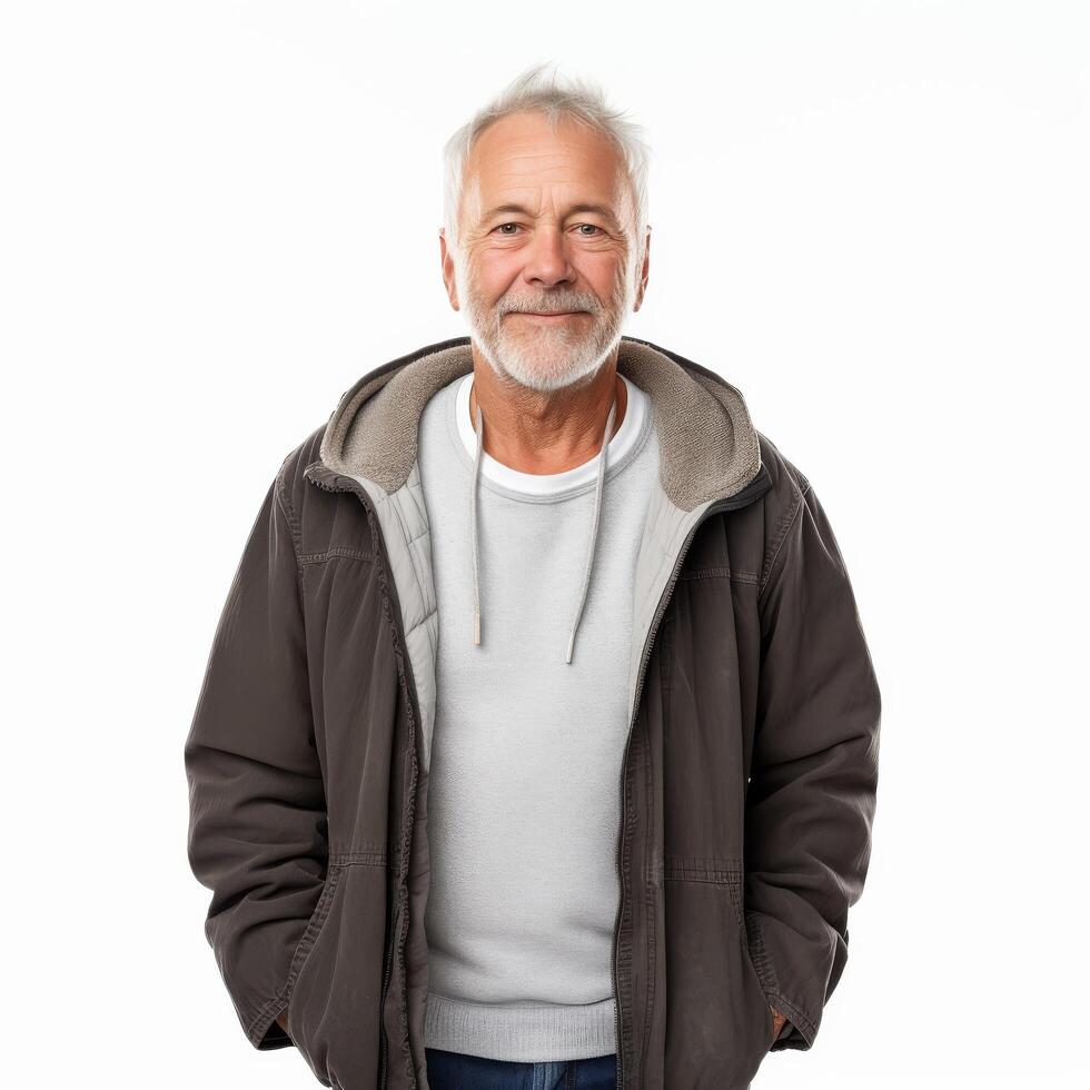 Portrait of a smiling senior man in casual clothing suitable for lifestyle or healthcare advertising Stock Free