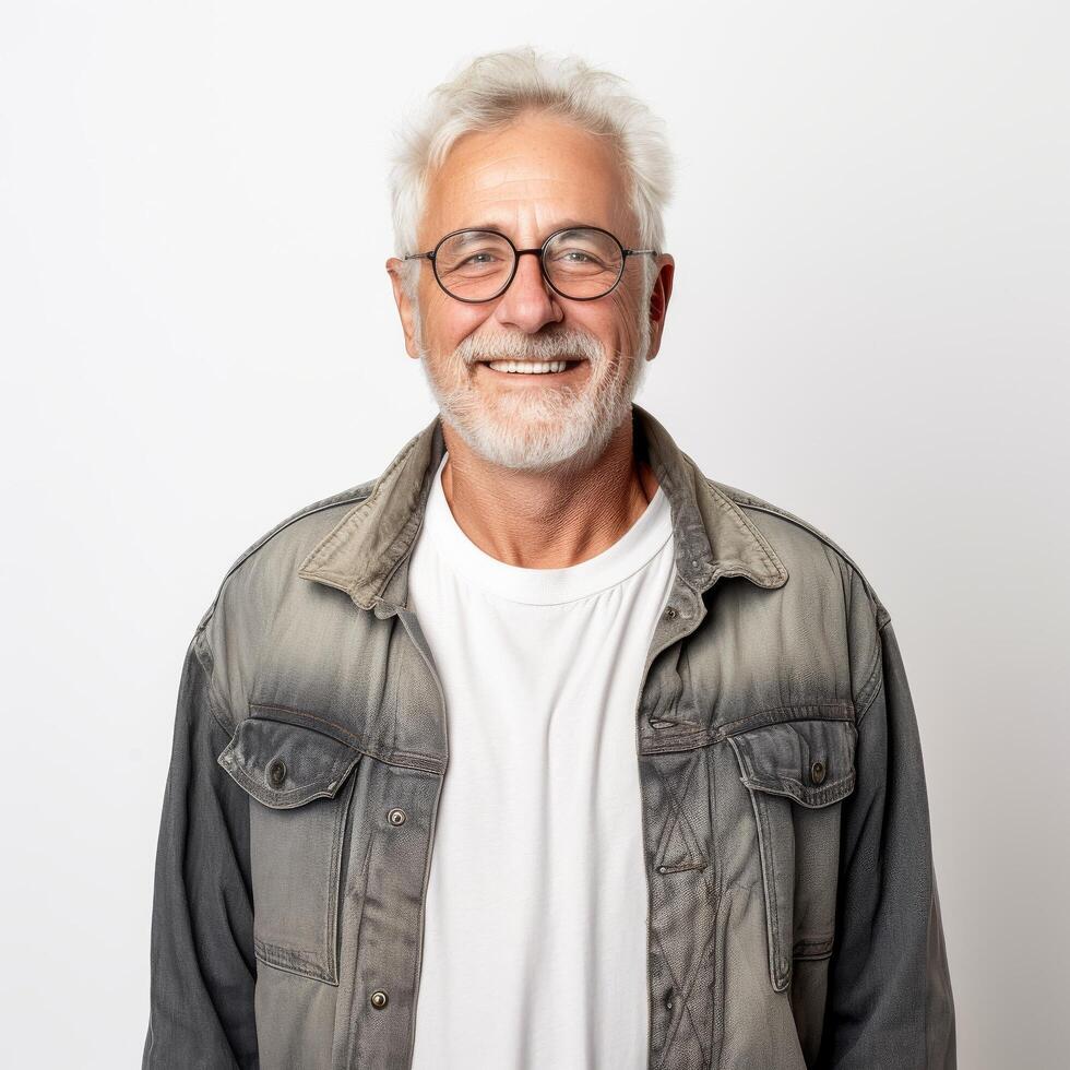 Portrait of a smiling senior man possibly for lifestyle or fashion industry Stock Free