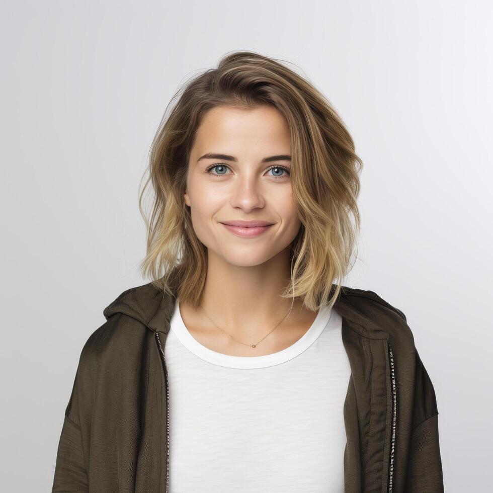 Portrait of a young smiling woman for lifestyle and apparel advertising Stock Free