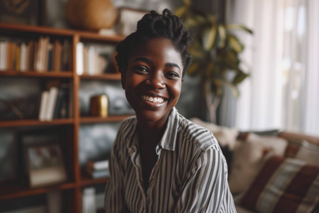 Portrait of African Woman Artist in Her Home Stock Free