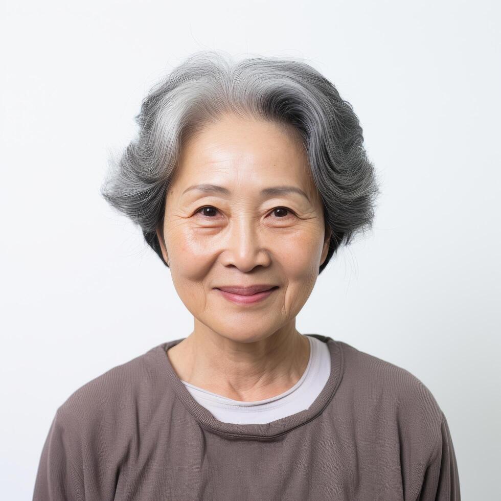 Portrait of smiling elderly Asian woman for healthcare or lifestyle content Stock Free