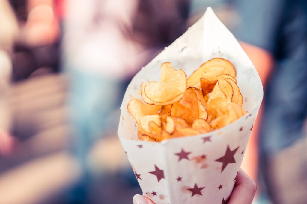 Potato Chips in a Cornet Free Photo