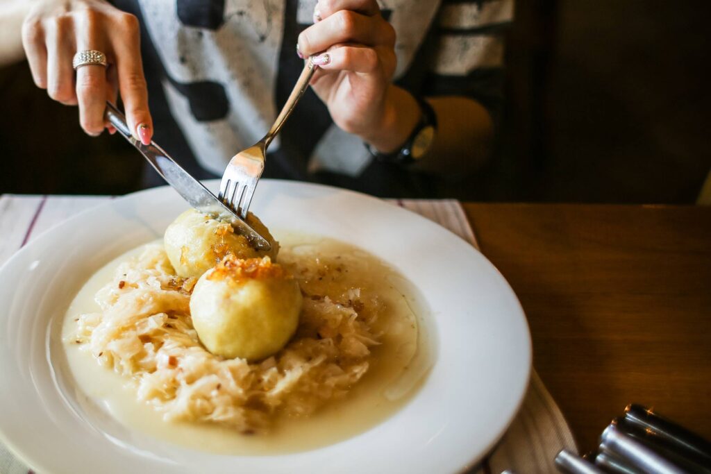 Potato Dumplings Stuffed with Smoked Meat Free Photo