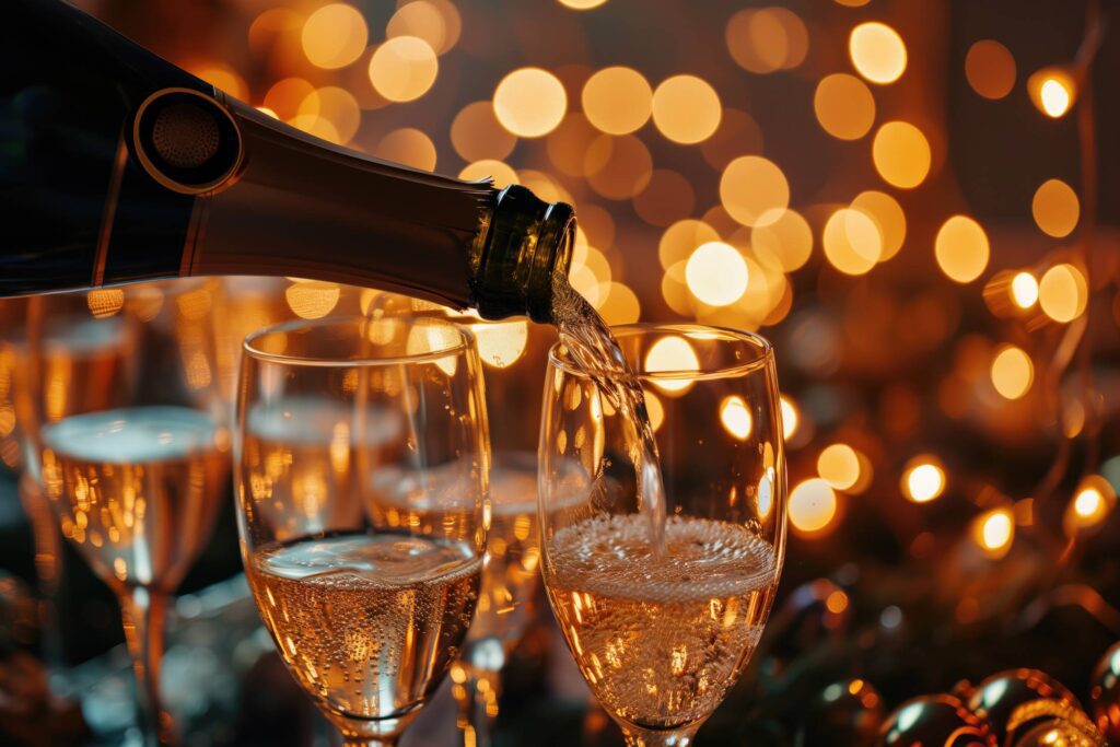 Pouring Champagne at New Years Eve Party Stock Free