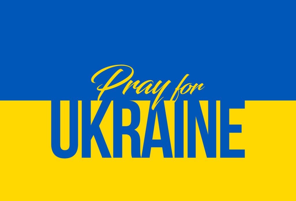 Pray For Ukraine Handwritten with Flag Colors Free Photo