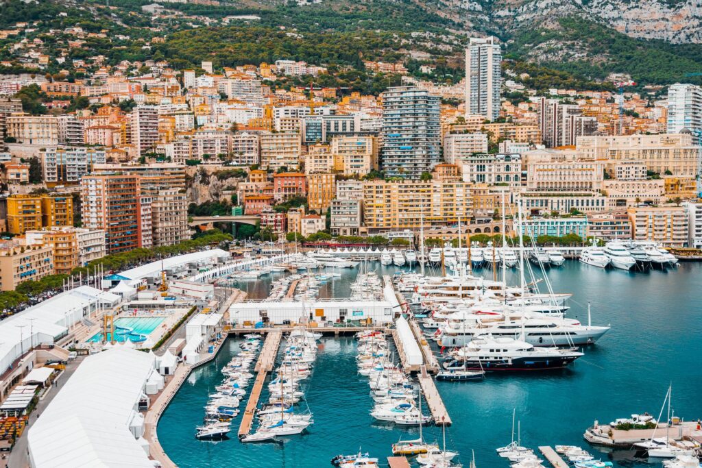 Preparations for Monaco Yacht Show in Port Hercule, Monaco Free Photo