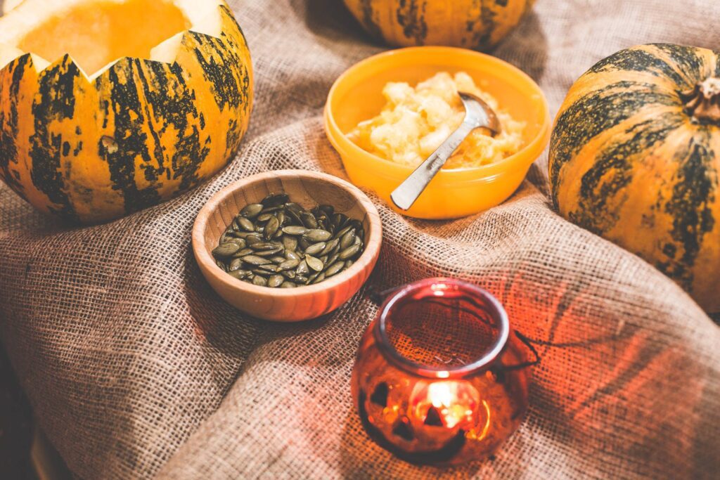 Preparing and Carving Halloween Pumpkins Free Photo