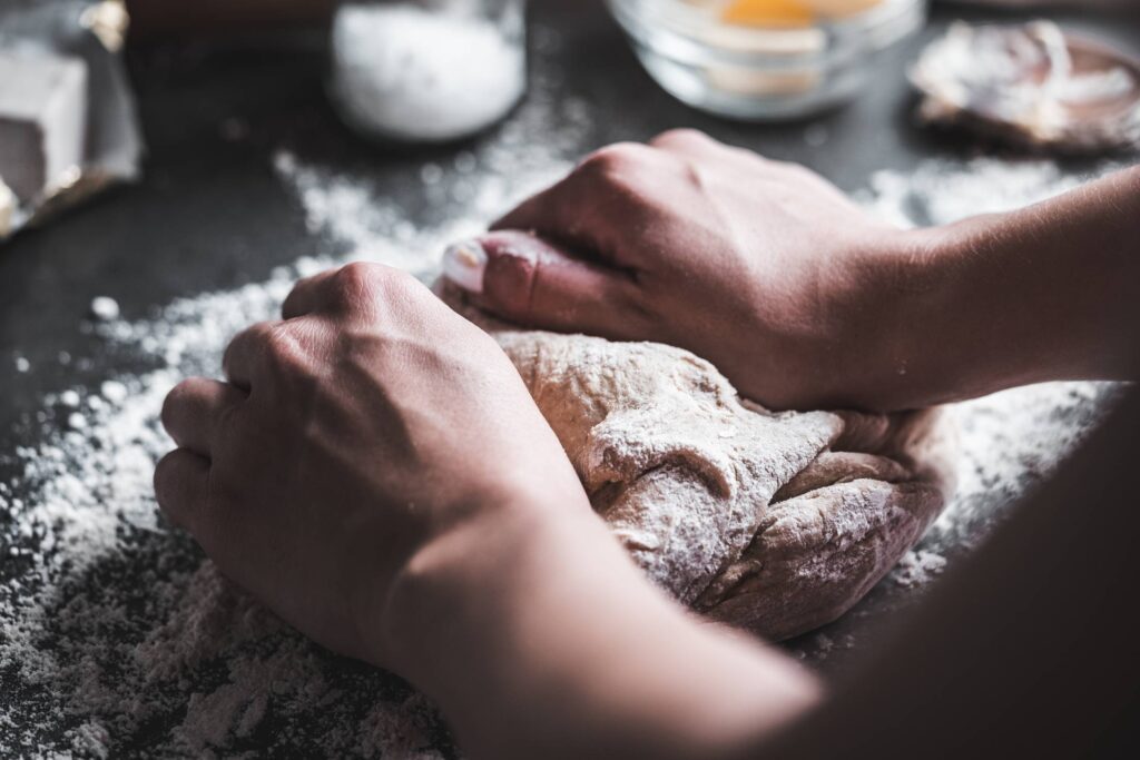 Preparing Dough for Homemade Bread Free Photo