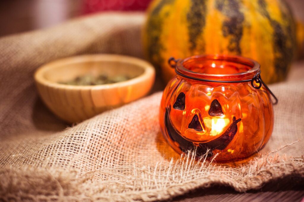 Preparing For Halloween: Pumpkin Candle Holder Free Photo