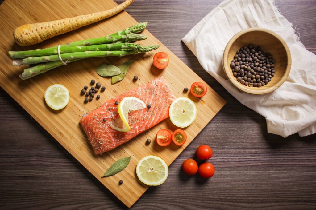 Preparing Grilled Salmon Steak Free Photo