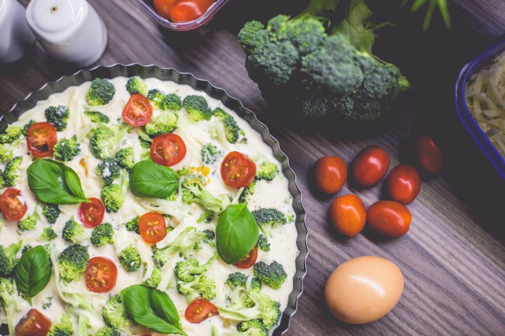 Preparing Healthy Fitness Broccoli Pie with Basil Free Photo