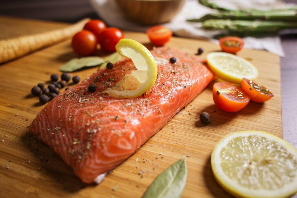 Preparing Salmon Steak Close Up Free Photo