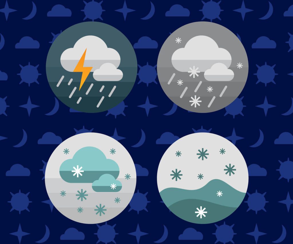 Weather icons. Vector illustration.